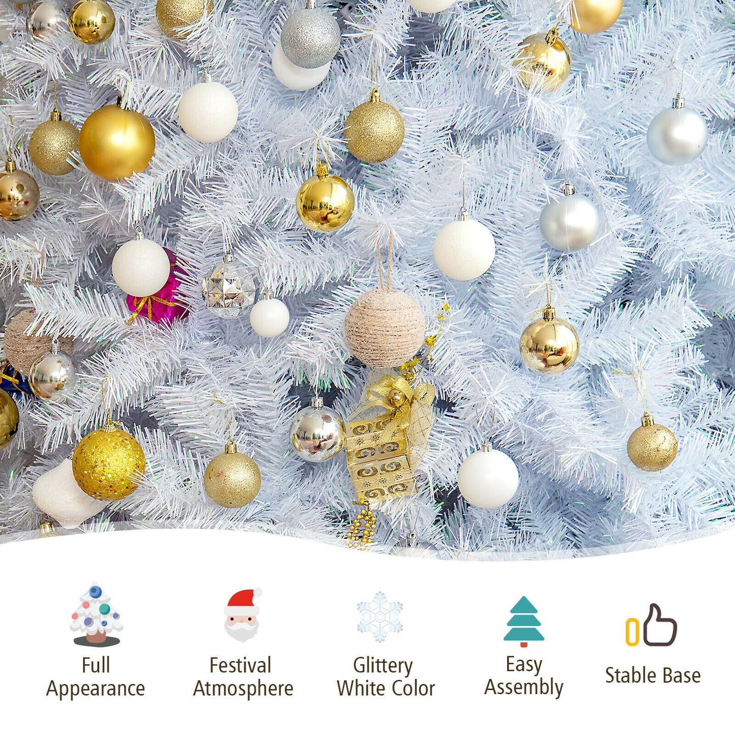 7 Feet Iridescent Tinsel Artificial Christmas Tree, Metal Stand, White Christmas Tree at Gallery Canada