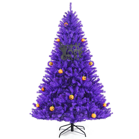 Artificial Prelit Purple Halloween Tree with Orange Lights and Pumpkin Ornaments-6', Purple at Gallery Canada