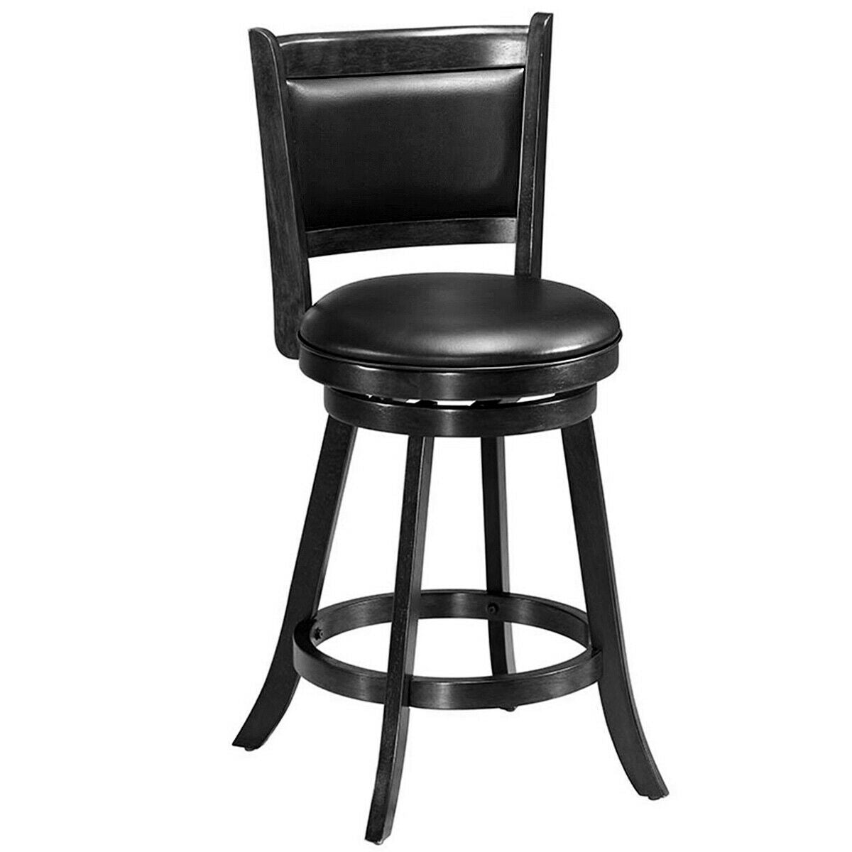 2 Pieces 24 Inch Swivel Counter Stool Dining Chair Upholstered Seat, Black Bar Stools at Gallery Canada