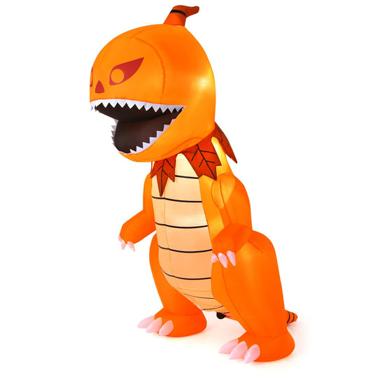 8 Feet Halloween Inflatables Pumpkin Head Dinosaur with LED Lights and 4 Stakes, Orange at Gallery Canada