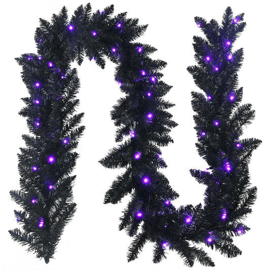 9 Feet Pre-lit Christmas Halloween Garland with 50 Purple LED Lights, Black at Gallery Canada