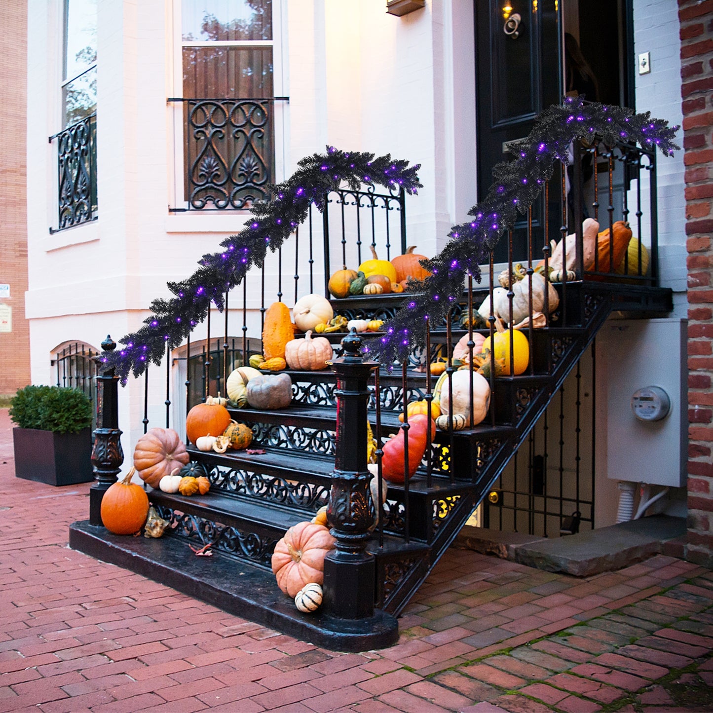 9 Feet Pre-Lit Garland, 50 LED Lights, Black, Purple Halloween at Gallery Canada