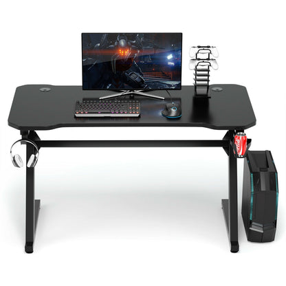 Gaming Desk Z-Shaped Computer Office Table with Gaming Handle Rack, Black at Gallery Canada