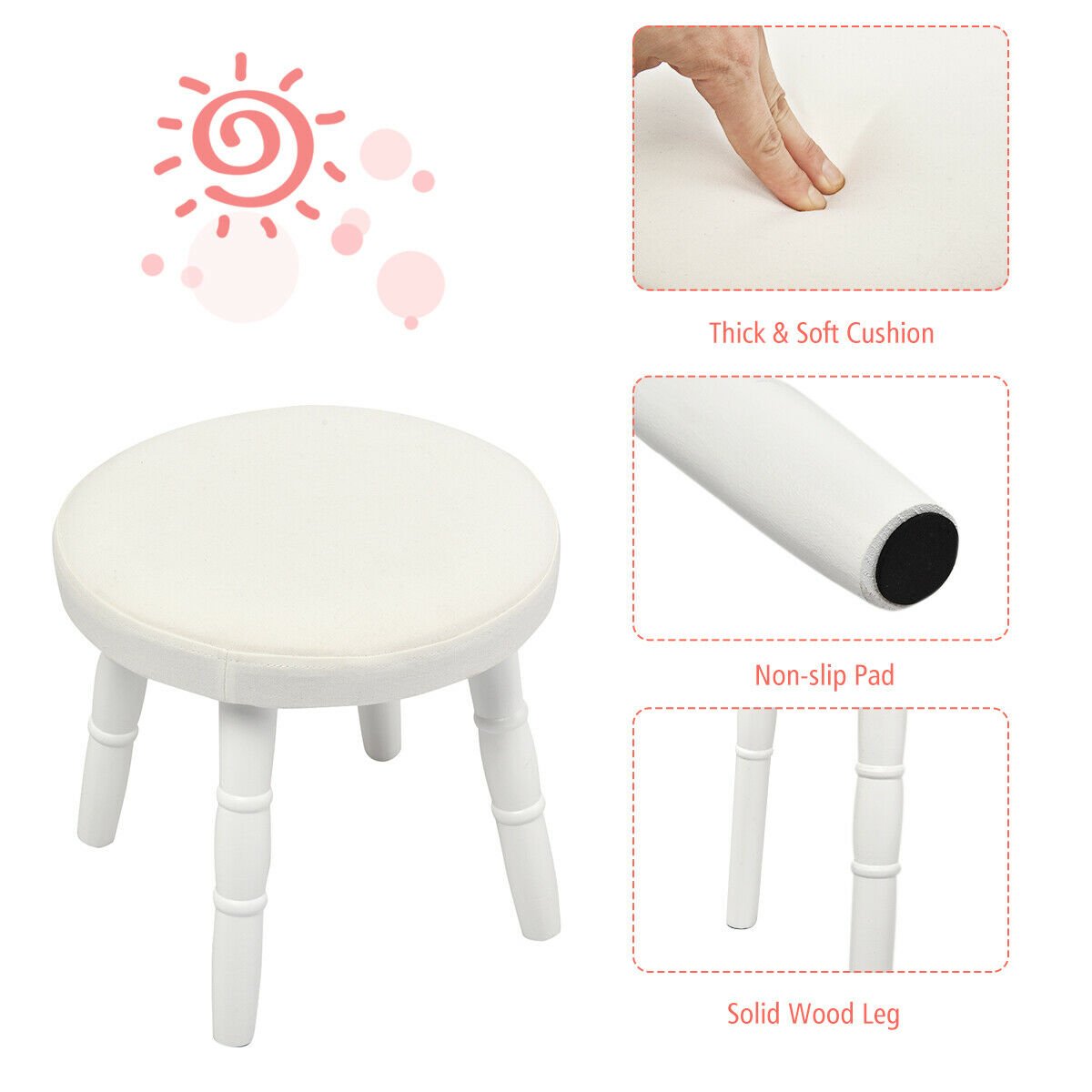 Vanity Makeup Table & Chair Set Make Up Stool, White at Gallery Canada