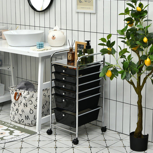 6 Drawer Rolling Storage Cart Organizer, Black File Cabinets Black at Gallery Canada
