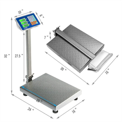 660 lbs Weight Platform Scale Digital Floor Folding Scale, Silver