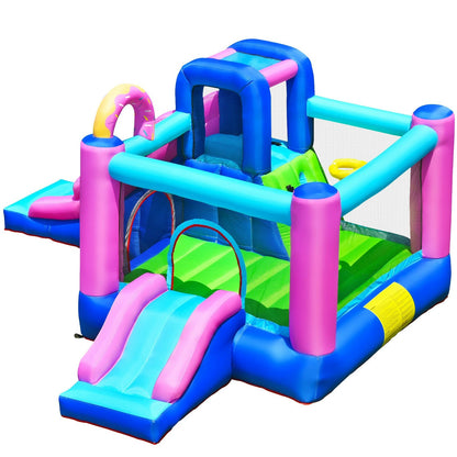 Inflatable Bounce Castle with Dual Slides and Climbing Wall without Blower, Multicolor