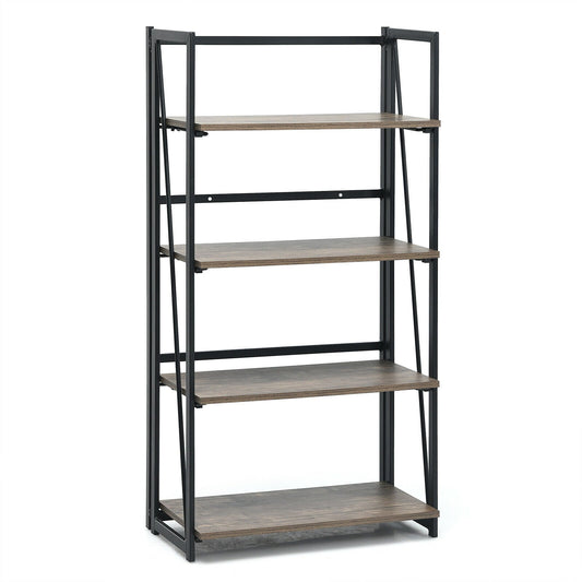 4-Tier Folding Bookshelf No-Assembly Industrial Bookcase Display Shelves at Gallery Canada