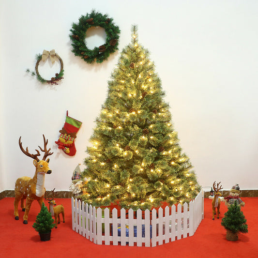 6 Feet Pre-Lit PVC Artificial Carolina Pine Tree, LED Lights, Green Christmas Tree Green at Gallery Canada