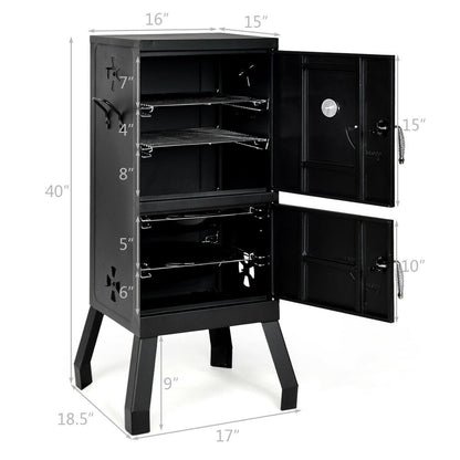 Vertical 2-tier Outdoor Barbeque Grill with Temperature Gauge, Black at Gallery Canada