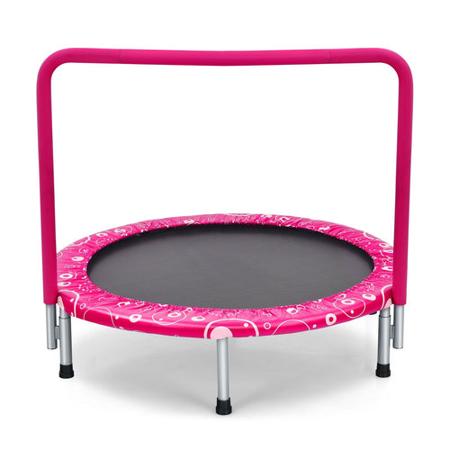 36 Inch Kids Trampoline Mini Rebounder with Full Covered Handrail , Pink