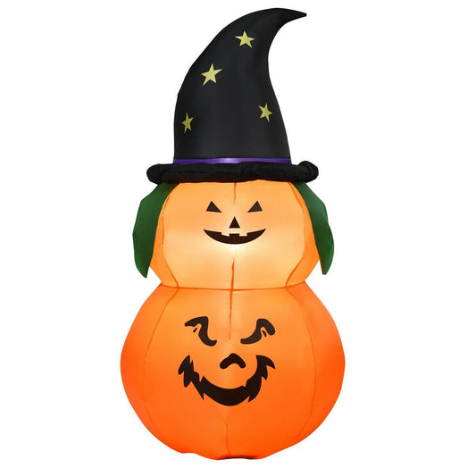 5 Feet Halloween Inflatable LED Pumpkin with Witch Hat, Black at Gallery Canada