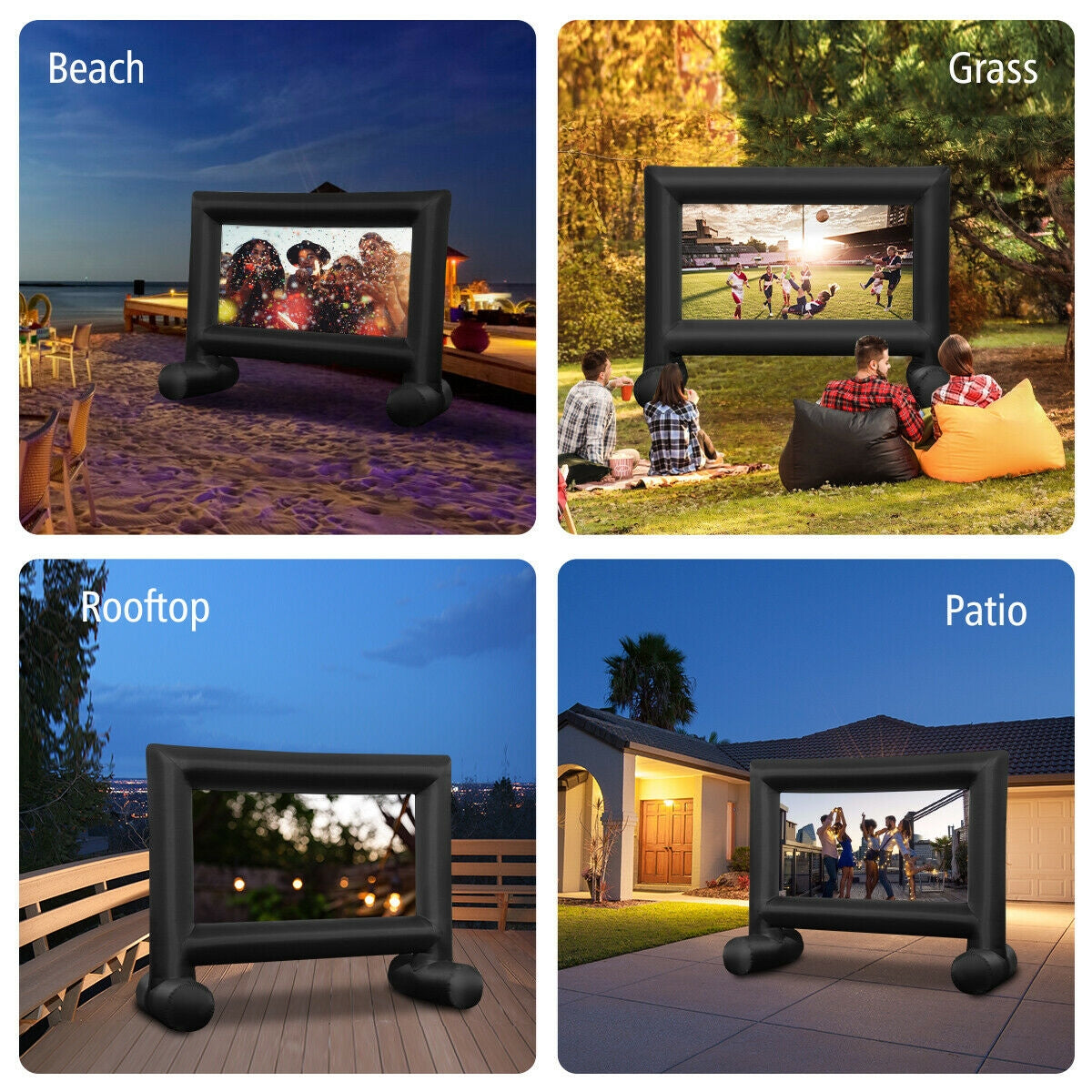 14-20 Feet Inflatable Outdoor Movie Projector Screen with Blower and Carrying Bag-16' Game Room at Gallery Canada