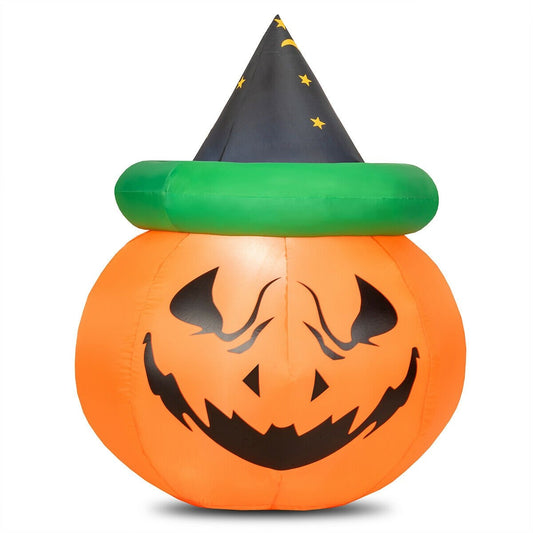 4 Feet Halloween Inflatable LED Pumpkin with Witch Hat, Orange at Gallery Canada
