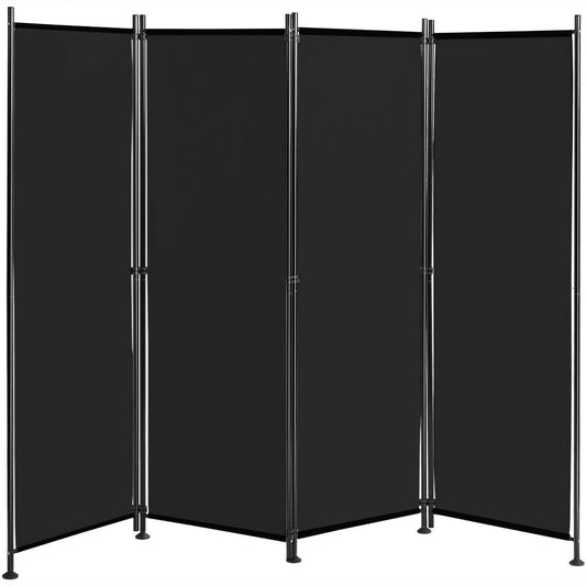 4-Panel Room Divider Folding Privacy Screen, Black
