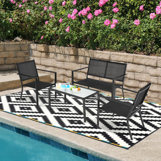 4-Piece Patio Furniture Set, Steel Frame, Gray Patio Conversation Sets Gray at Gallery Canada
