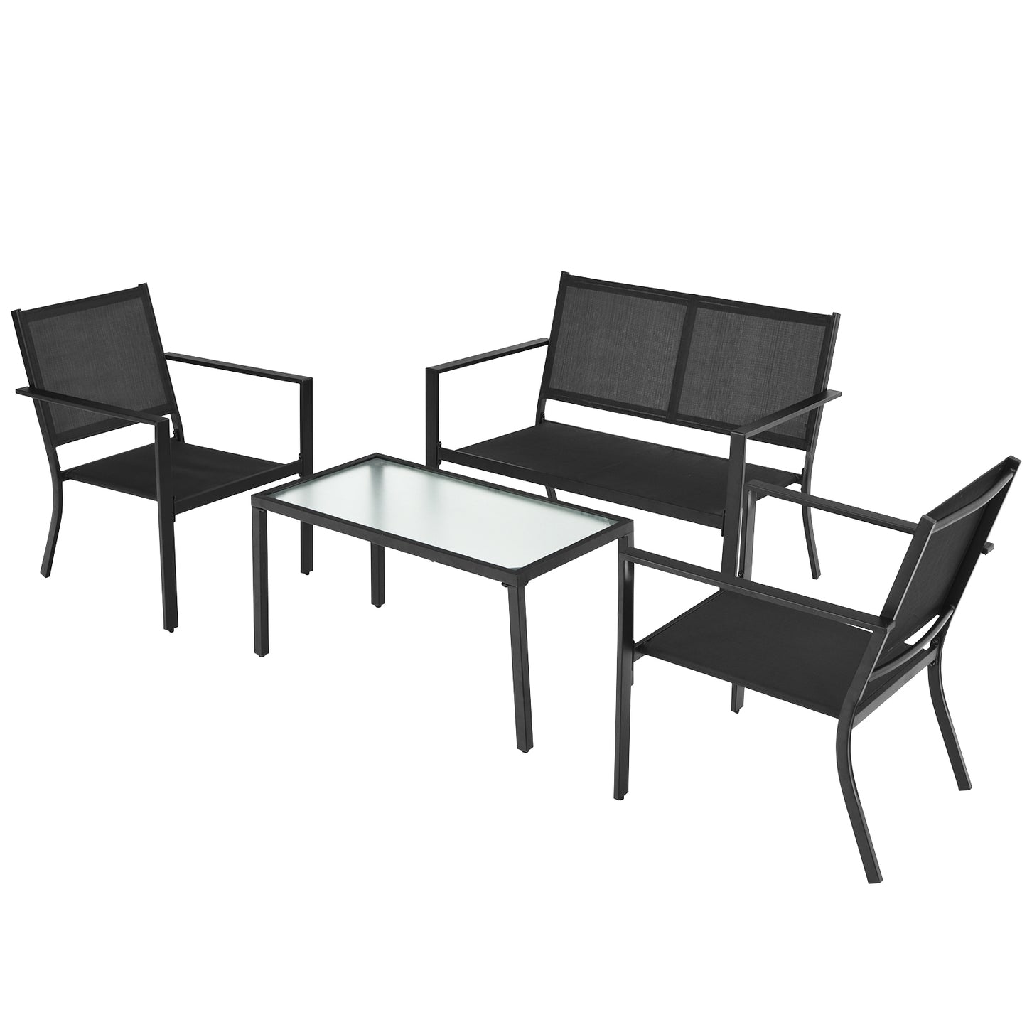 4 PCS Patio Furniture Set Sofa Coffee Table Steel Frame Garden, Gray Patio Conversation Sets at Gallery Canada
