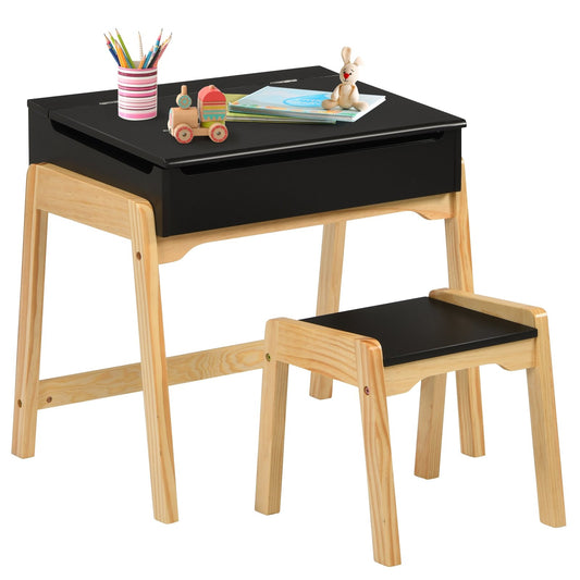 Kids Activity Table and Chair Set with Storage Space for Homeschooling, Dark Brown at Gallery Canada