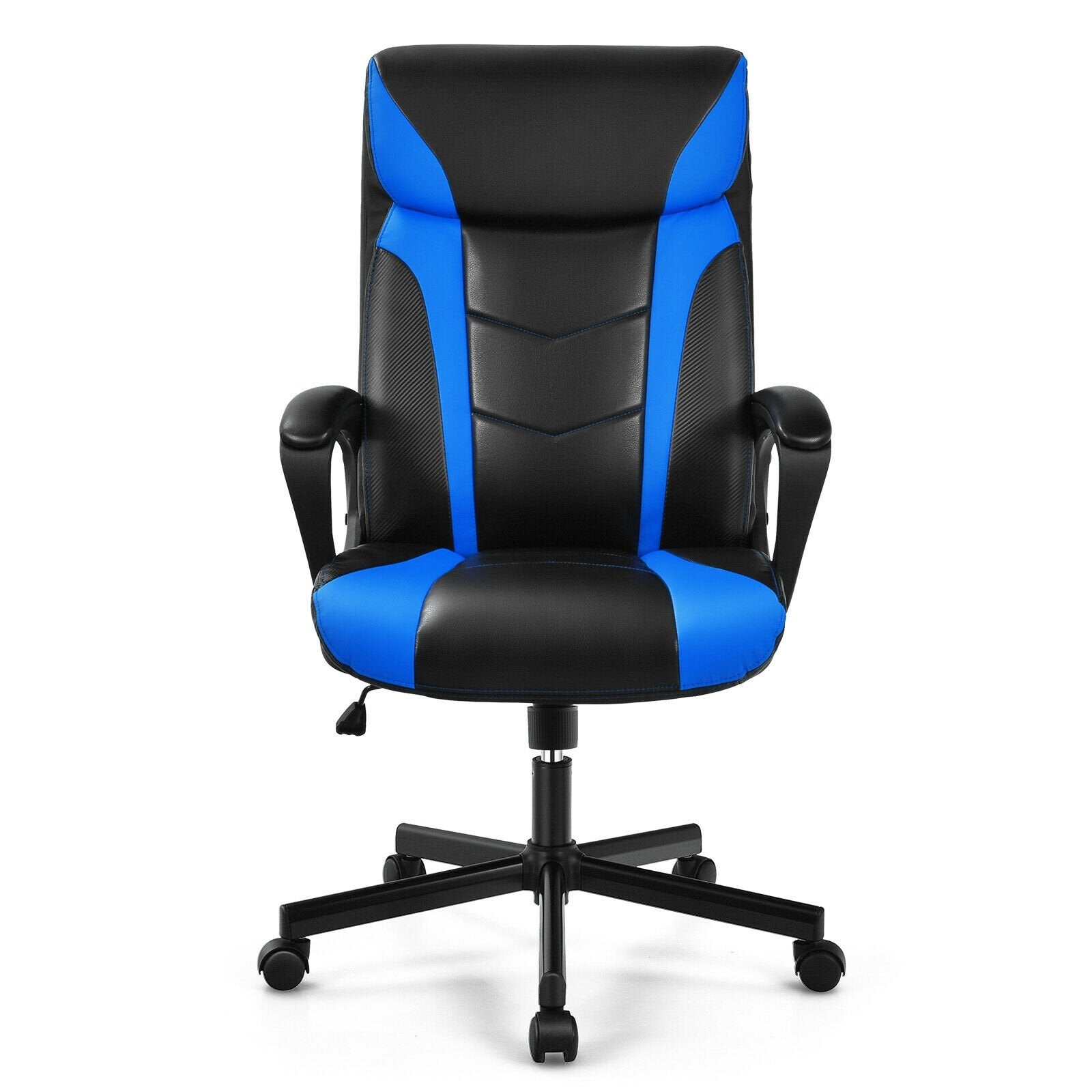 Swivel PU Leather Office Gaming Chair with Padded Armrest, Blue at Gallery Canada