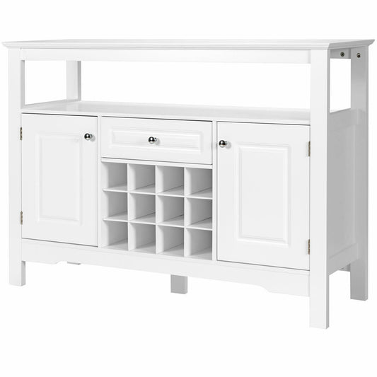 Elegant Classical Multifunctional Wooden Wine Cabinet Table White, White at Gallery Canada