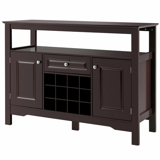 Elegant Classical Multifunctional Wooden Wine Cabinet Table Brown, Brown at Gallery Canada