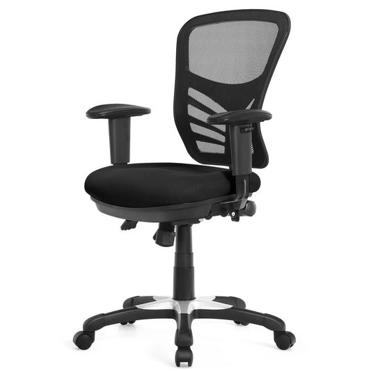 Ergonomic Mesh Office Chair with Adjustable Back Height and Armrests, Black