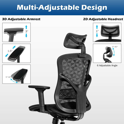 Ergonomic High Back Mesh Adjustable Swivel Office Chair, Black at Gallery Canada