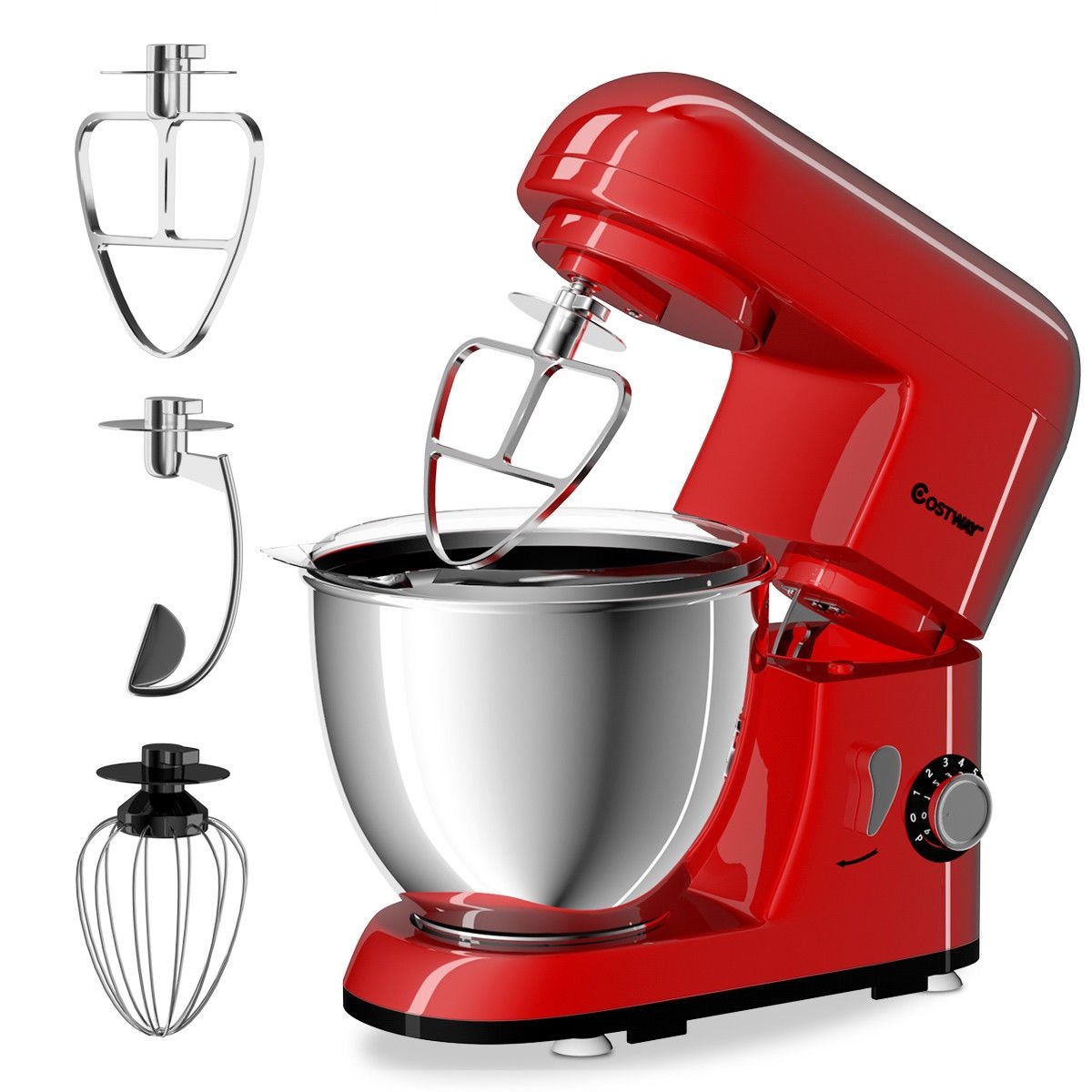 4.3 Qt 550 W Tilt-Head Stainless Steel Bowl Electric Food Stand Mixer, Red at Gallery Canada
