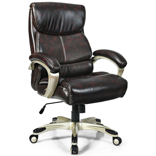 Adjustable Executive Office Recliner Chair with High Back and Lumbar Support, Brown