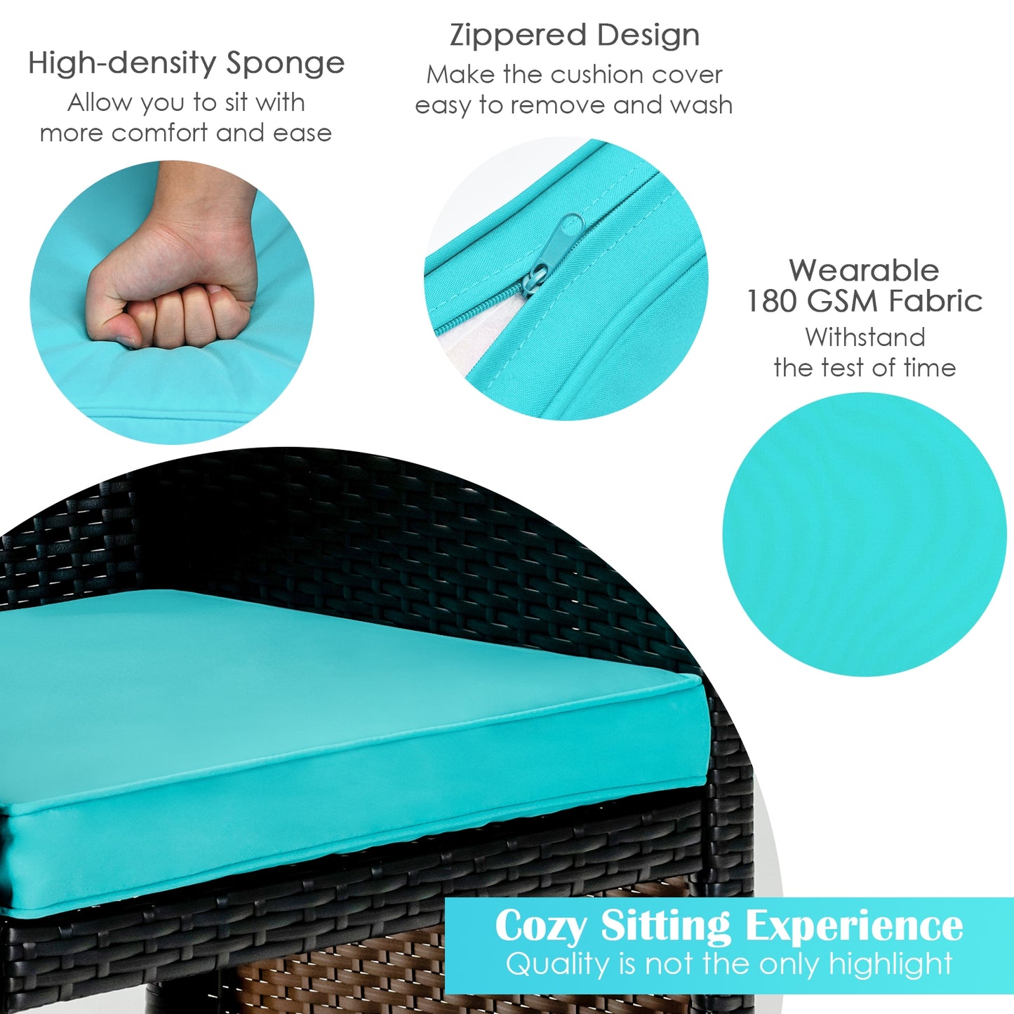 4 Piece Patio Rattan Cushioned Furniture Set, Turquoise Patio Conversation Sets at Gallery Canada