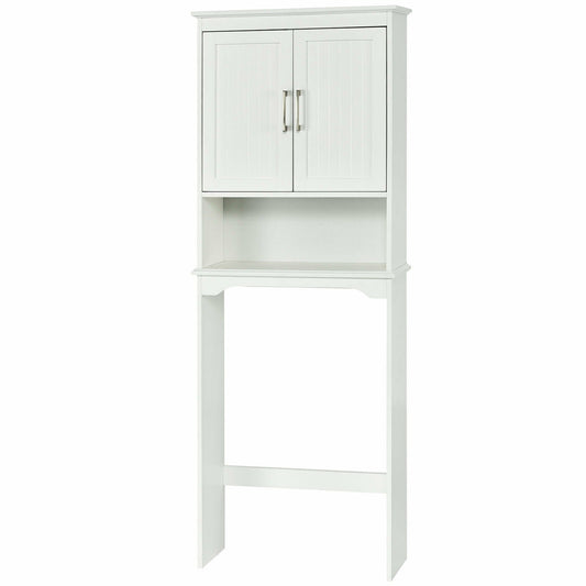 Over Toilet Space Saver Bathroom Organizer with Storage Cabinet , White