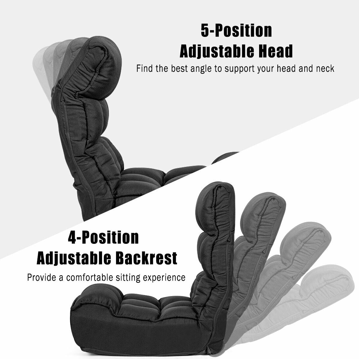4-Position Adjustable Floor Chair, Black Floor Chairs at Gallery Canada