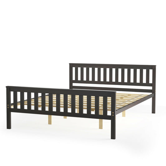 Queen Wood Platform Bed with Headboard, Espresso at Gallery Canada