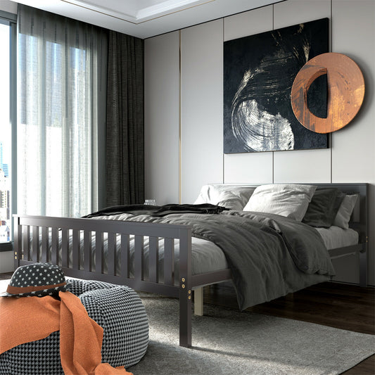 Queen Wood Platform Bed With Headboard, Espresso