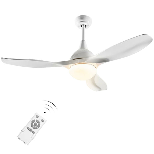 Modern 48 Inch Ceiling Fan with Dimmable LED Light and Remote Control Reversible Blades, White