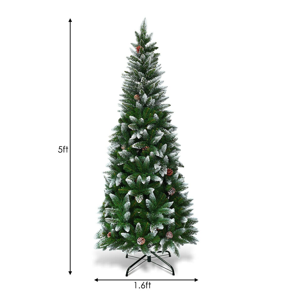 5 / 6 / 7.5 Feet Artificial Pencil Christmas Tree with Pine Cones, Green at Gallery Canada
