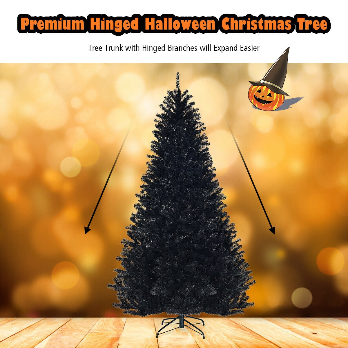 7.5 Feet Hinged Artificial Halloween Christmas Tree, Black Christmas Tree at Gallery Canada
