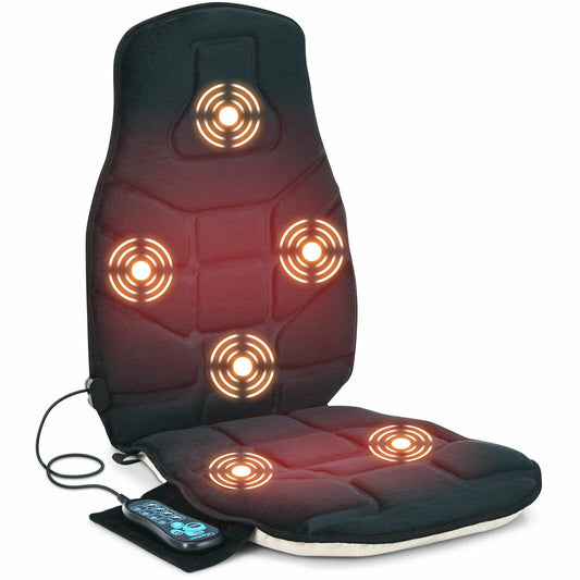 Seat Cushion Massager with Heat and 6 Vibration Motors for Home, Black