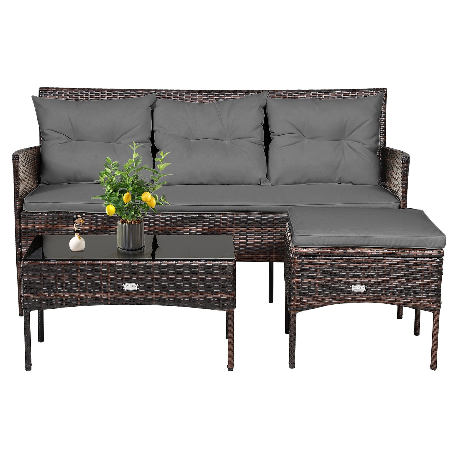 3 Piece Patio Sectional Set, 5 Cushions, Gray Patio Conversation Sets at Gallery Canada