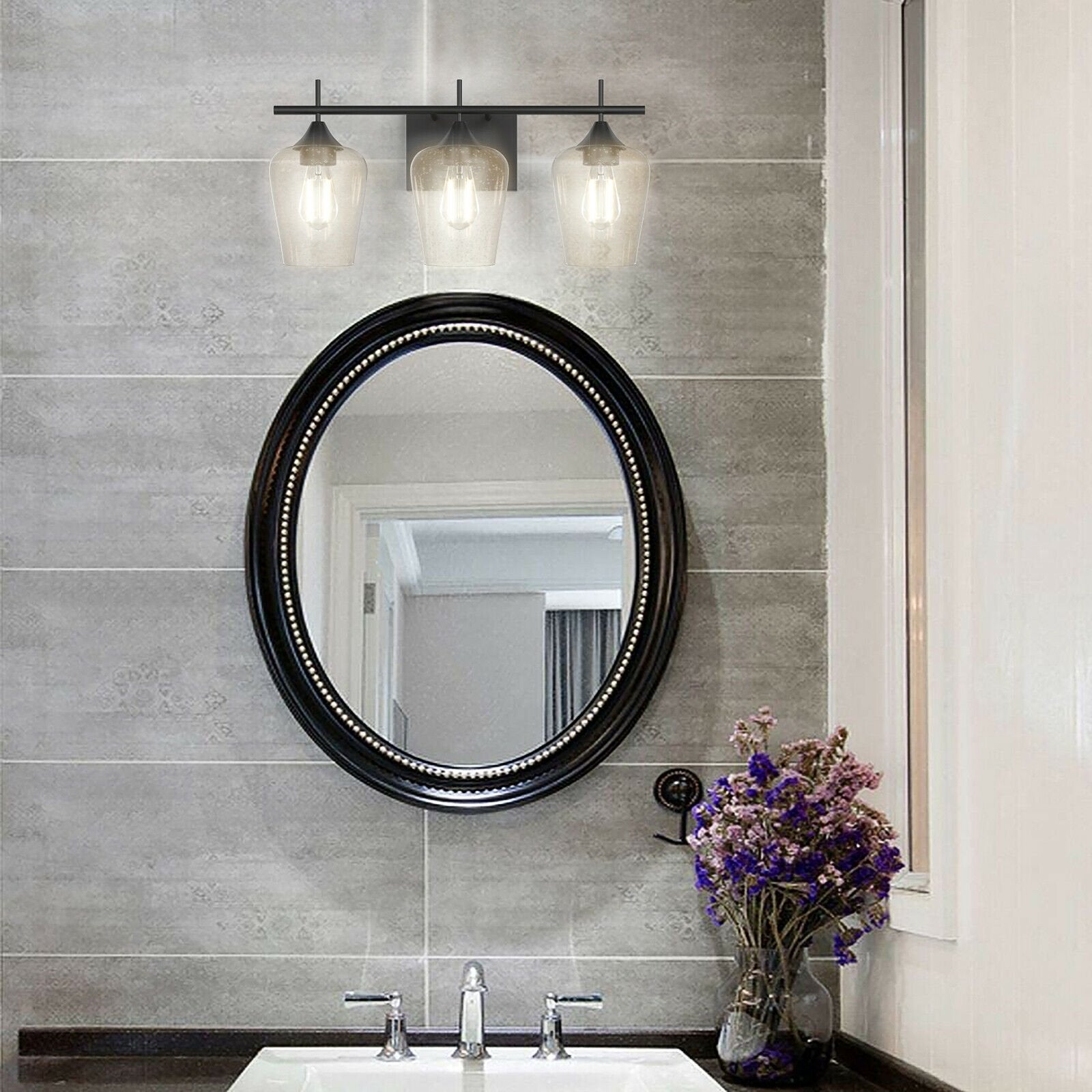 3-Light Wall Sconce Modern Bathroom Vanity Light Fixtures, Black at Gallery Canada