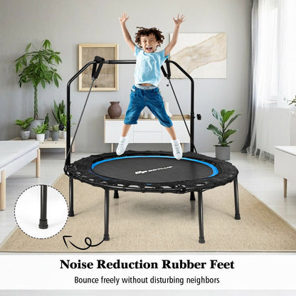 40 Inch Foldable Fitness Rebounder with Resistance Bands Adjustable Home, Blue at Gallery Canada