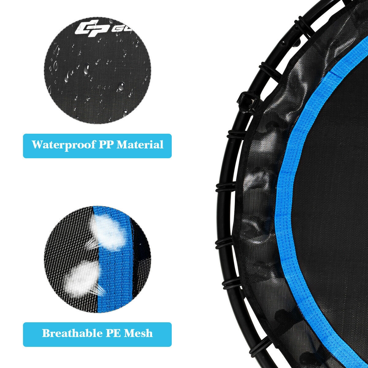 40 Inch Foldable Rebounder, Adjustable Resistance Bands, Blue Trampolines at Gallery Canada