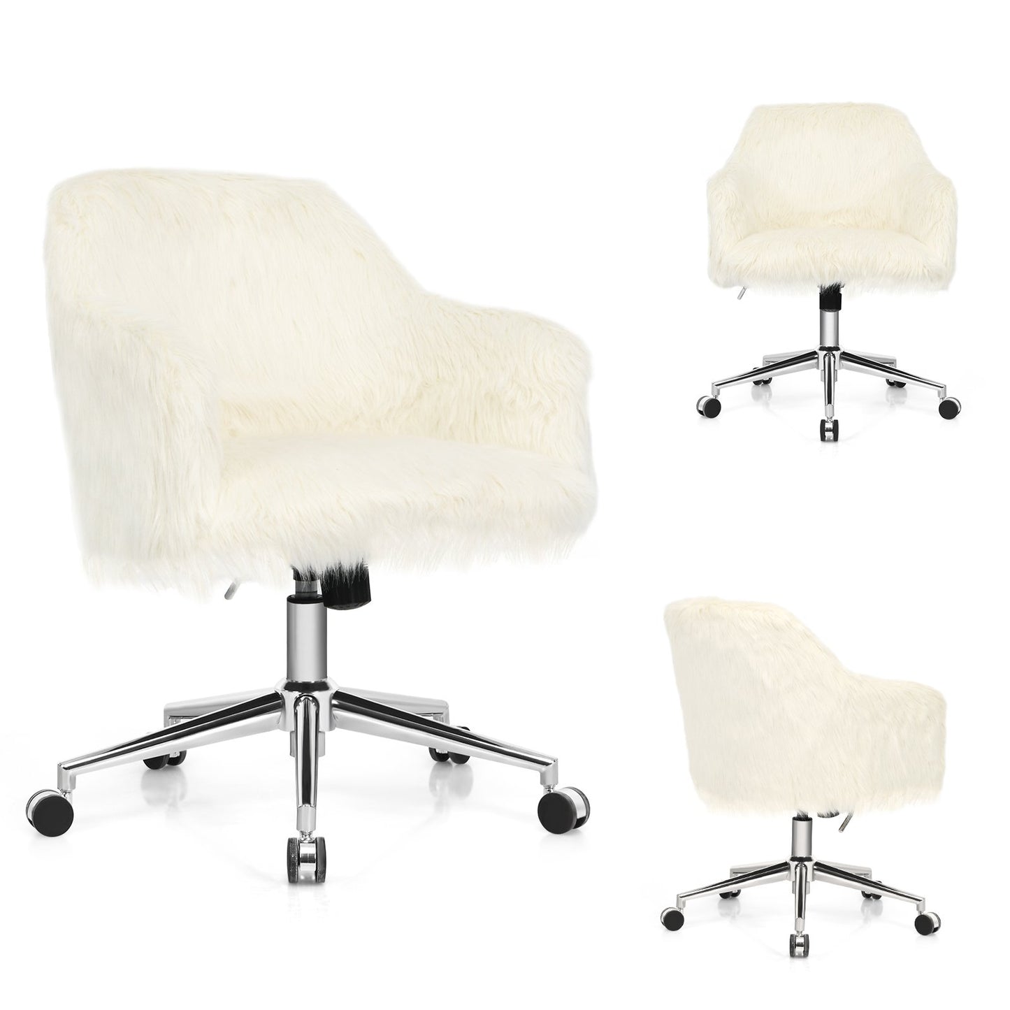 Modern Fluffy Faux Fur Vanity Office Chair for Teens Girls, Beige at Gallery Canada