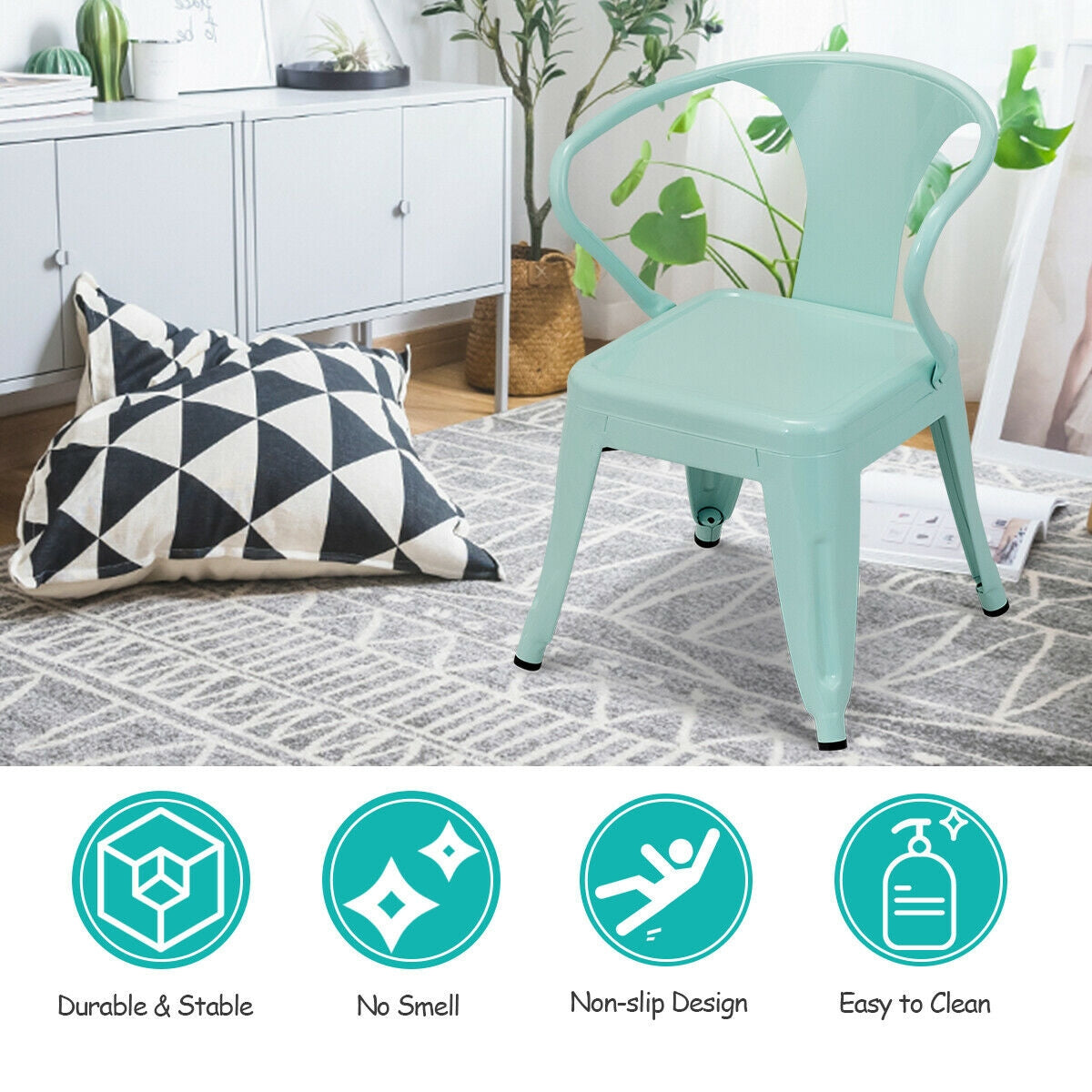 Set Of 2 Steel Armchair Stackable Kids Chairs, Multicolor Kids Table & Chair Sets at Gallery Canada