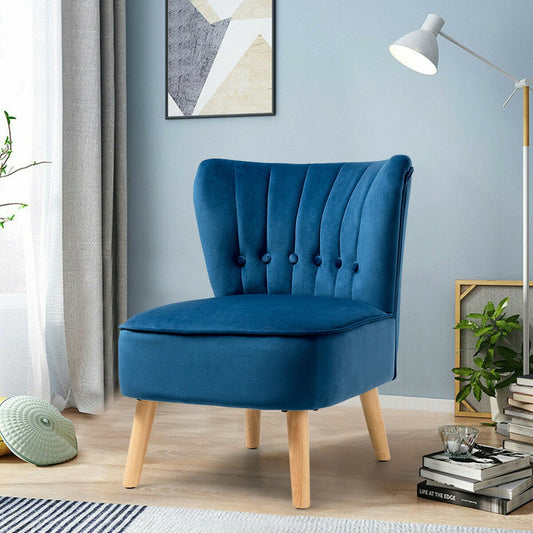 Armless Accent Chair, Tufted Velvet, Blue Accent Chairs Blue at Gallery Canada