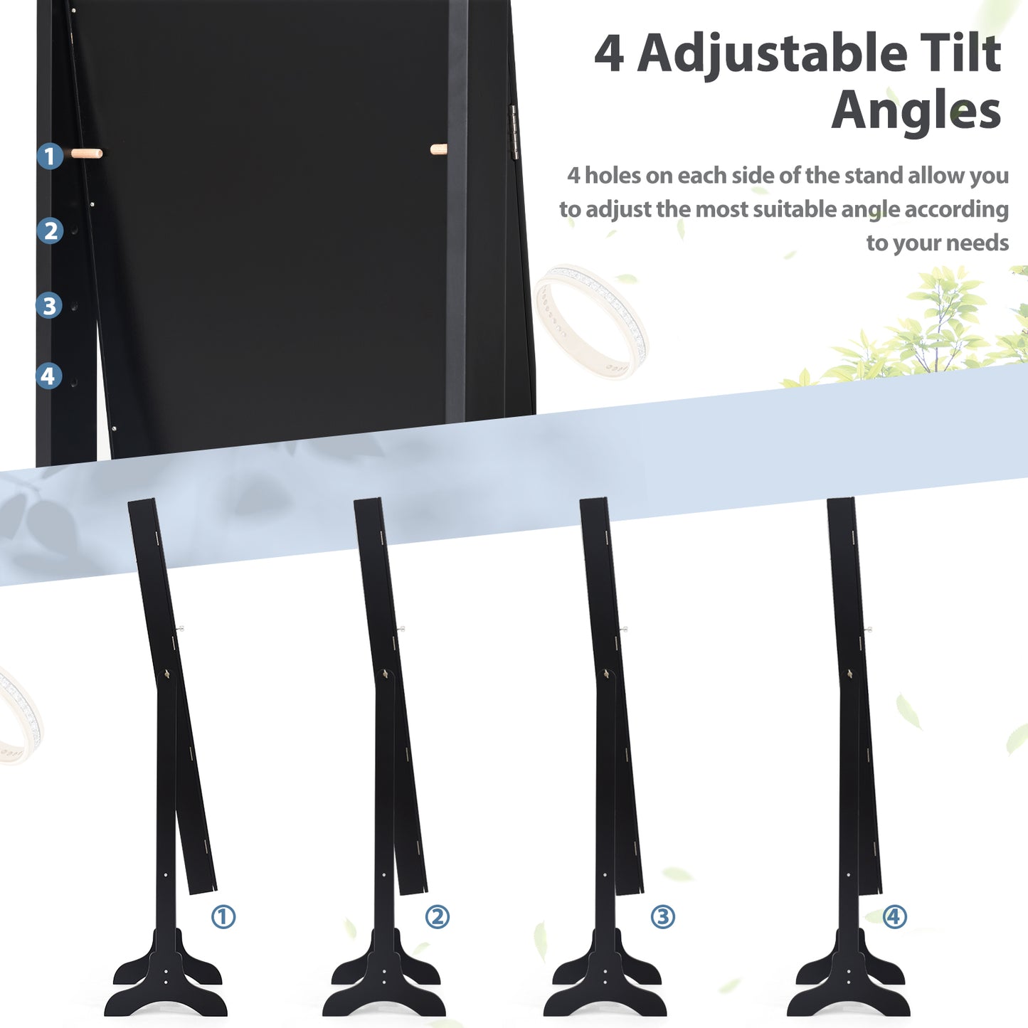 Lockable Mirrored Jewelry Cabinet, Black Jewelry Armoires at Gallery Canada