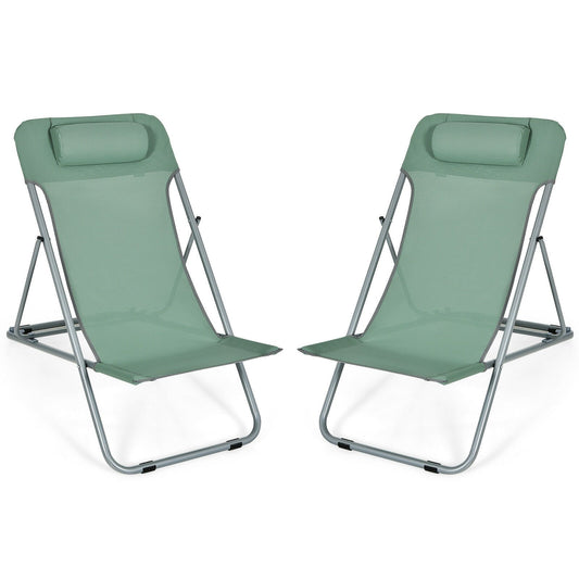 Portable Beach Chair Set of 2 with Headrest , Green at Gallery Canada