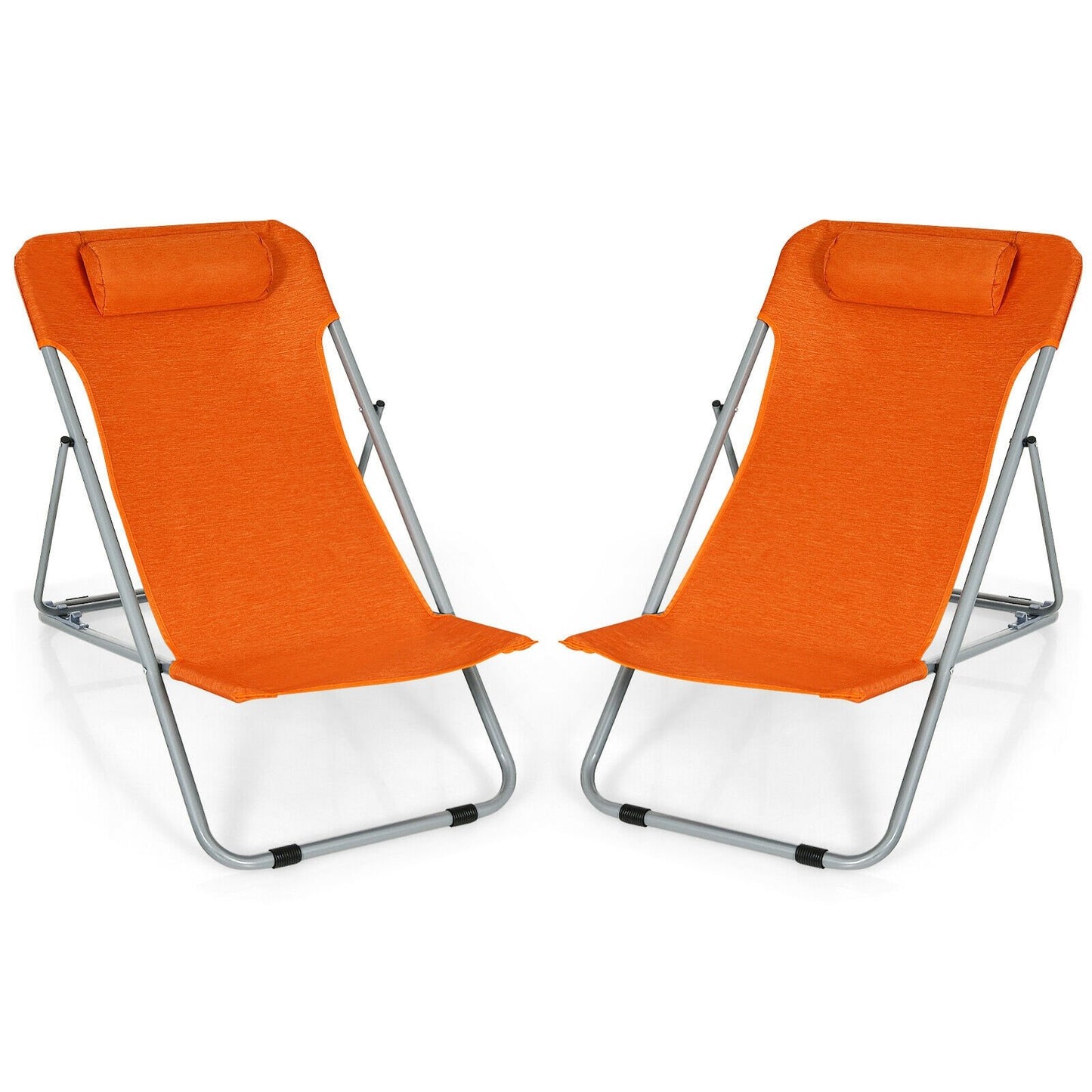 Portable Beach Chair Set of 2 with Headrest , Orange at Gallery Canada