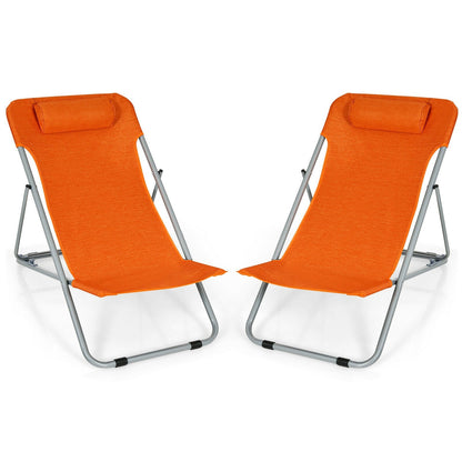 Portable Beach Chair Set of 2 with Headrest , Orange at Gallery Canada