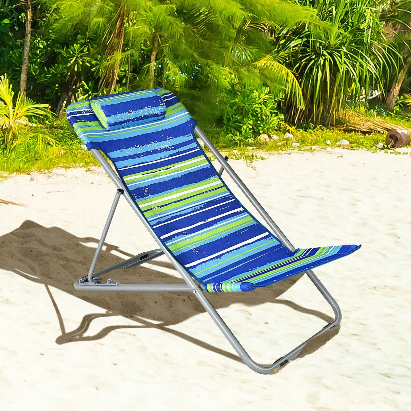Portable Beach Chair Set of 2 with Headrest , Blue at Gallery Canada